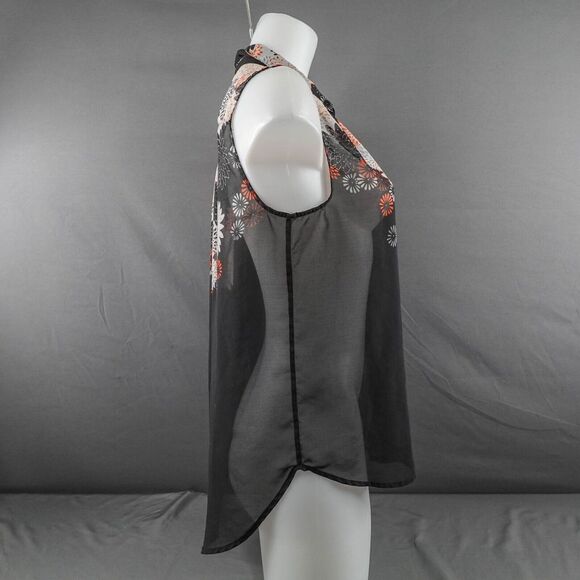H&M Women Top 6 Black Floral Sheer Flowy Romantic Indie Artsy Romantic Y2K Retro - Picture 4 of 9